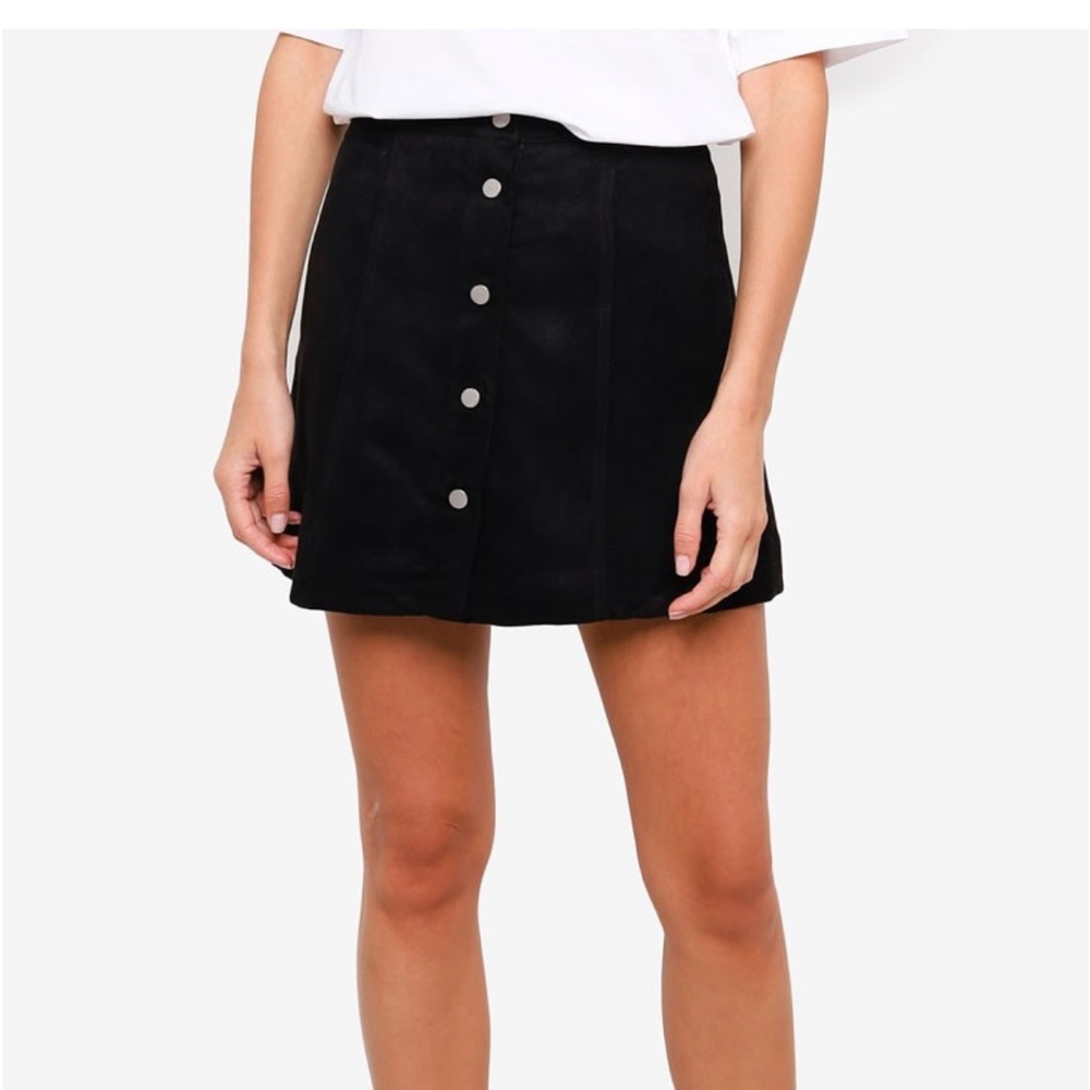 H&M divided button down‎ black jean mini skirt - Picture 4 of 5